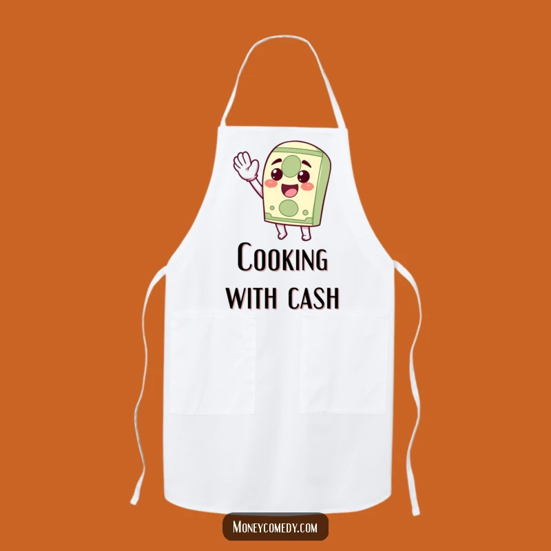Funny Kawaii Dollar Bill Apron: Waving Chef Kitchen Fun Gift