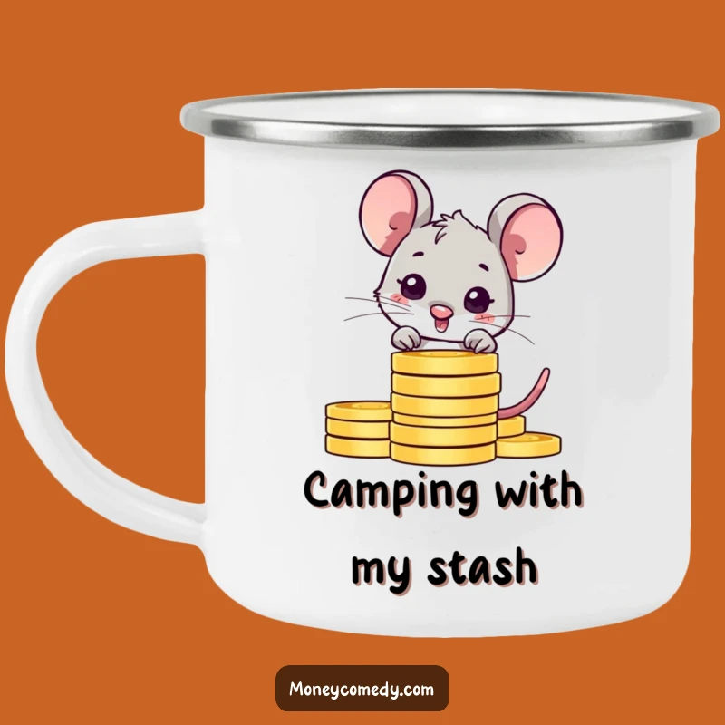 Funny Shy Mouse Camping Mug: Peeking Coin Drinkware, Hilarious Outdoor Saver Gift