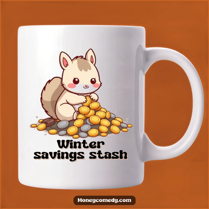 Funny Squirrel Mug: Kawaii Character Burying Coins, Adorable Saver Gift Idea