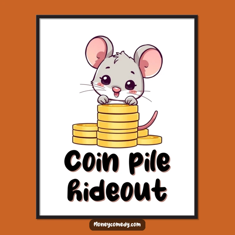 Funny Shy Mouse Digital Art Print: Instant Peeking Decor, Hilarious Wall Art, Perfect Gift