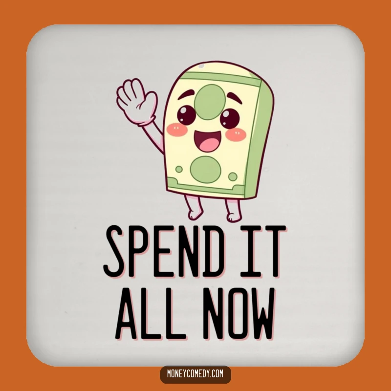 Funny Kawaii Dollar Bill Drink Coaster: Waving Money Decor Gift