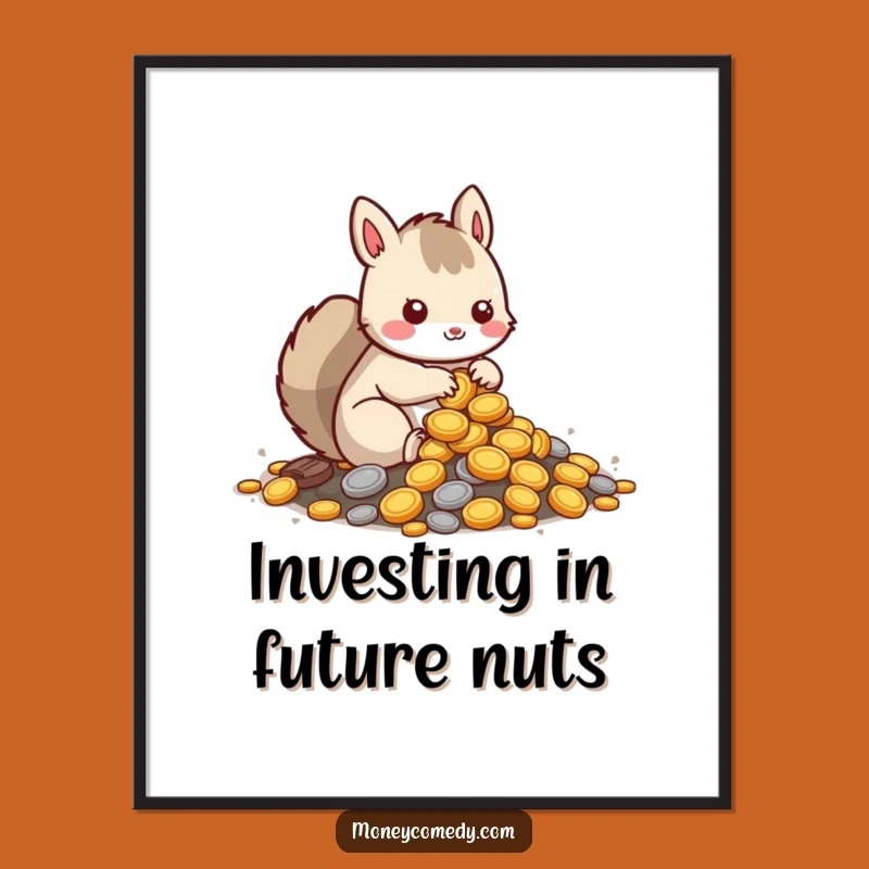 Funny Squirrel Poster: Kawaii Art, Hilarious Wall Decor, Perfect Saving Gift