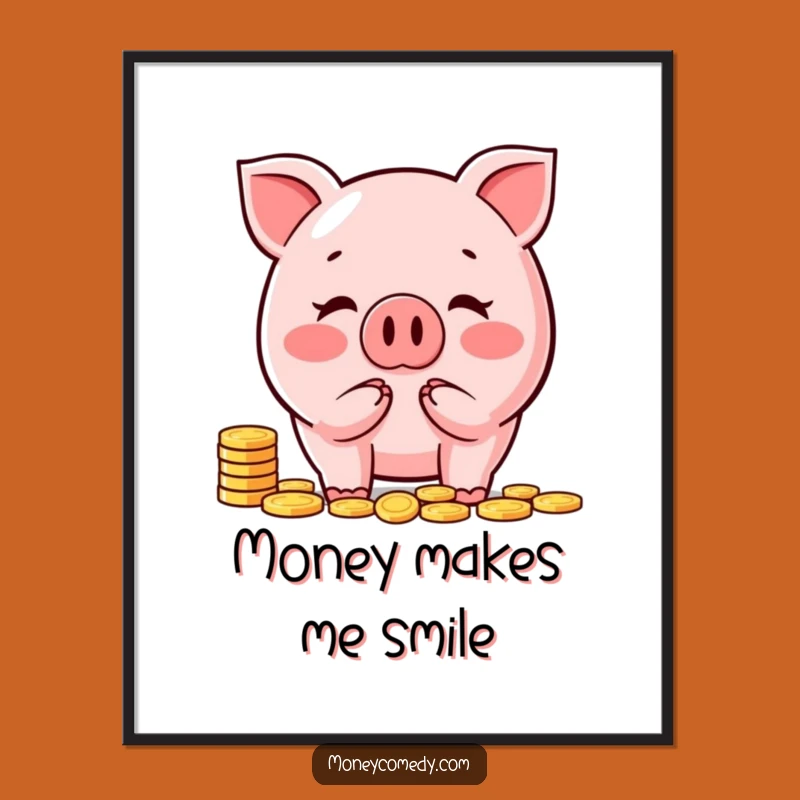 Funny Piggy Bank Poster: Cheerful Money Art, Hilarious Financial Decor, Perfect Gift