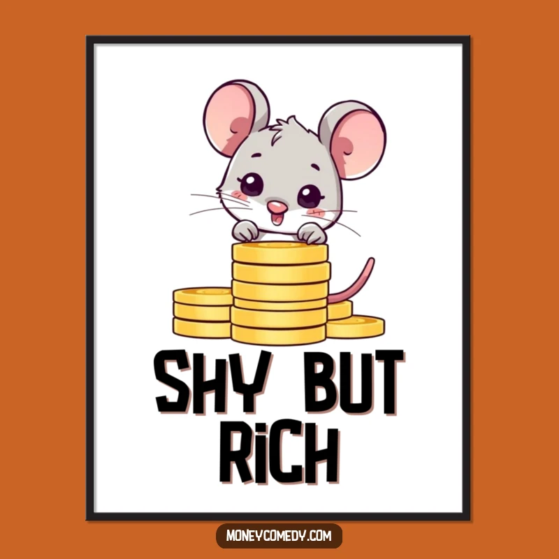 Funny Shy Mouse Poster: Peeking Coin Art, Hilarious Wall Decor, Perfect Saving Gift