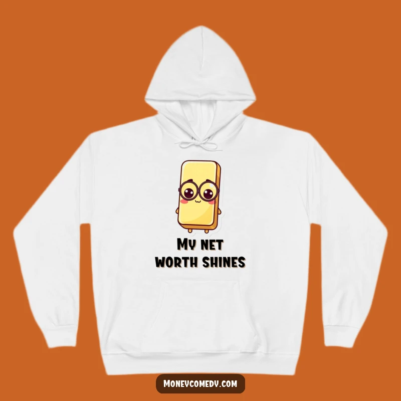Cozy Funny Kawaii Gold Bar Hoodie: Monocle Warmth Gift for Moguls