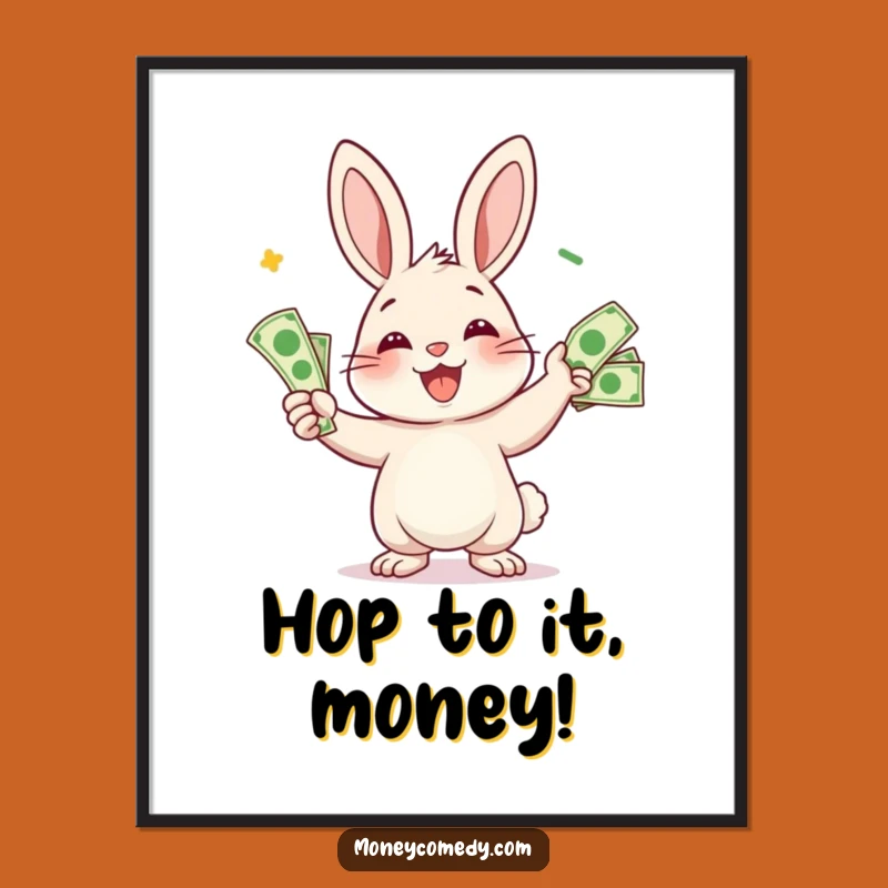 Free Printable Rabbit Wall Art: Money Juggler Funny Downloadable Decor for Playful Spaces