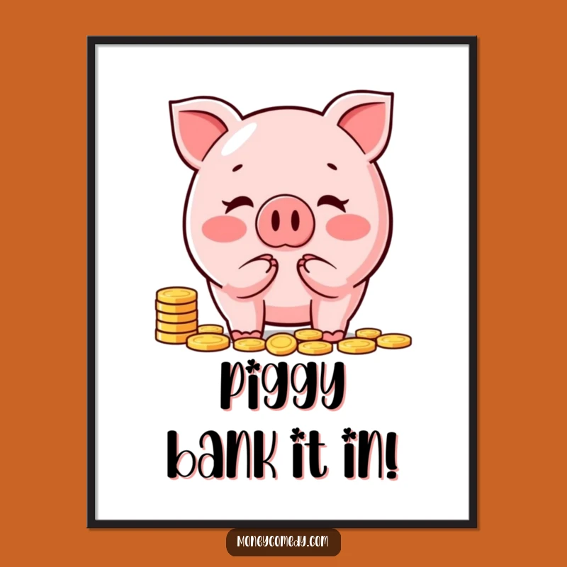 Free Printable Piggy Bank Wall Art: Happy Saver Funny Downloadable Decor for Bright Spaces