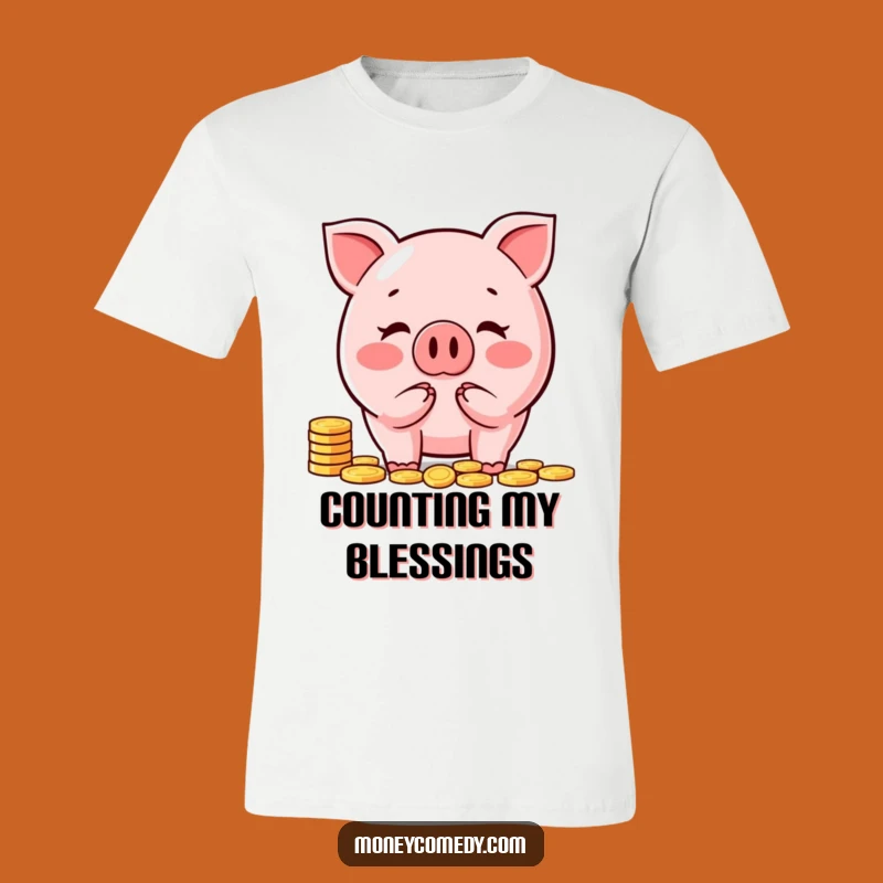 Funny Piggy Bank T-Shirt: Happy Money Saver Character, Hilarious Financial Fun Tee