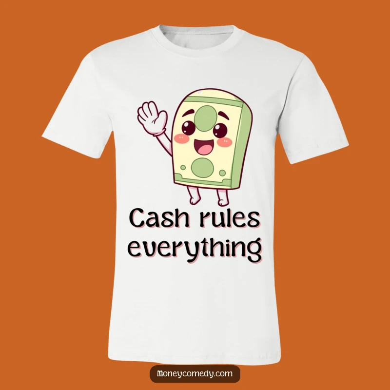 Funny Kawaii Dollar Bill T-Shirt: Exuberant Money Waving Tee