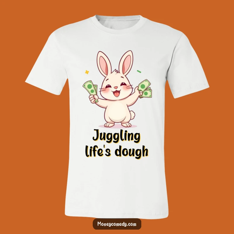 Funny Rabbit T-Shirt: Smiling Money Juggler, Hilarious Cash Flow Tee